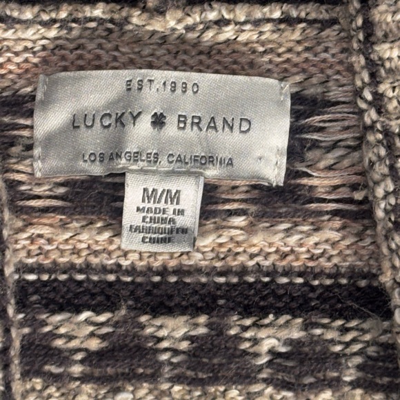 Lucky Brand Cardigan Sweater Womens M Aztec Tribal Open Front Long Boho Western - Picture 6 of 16